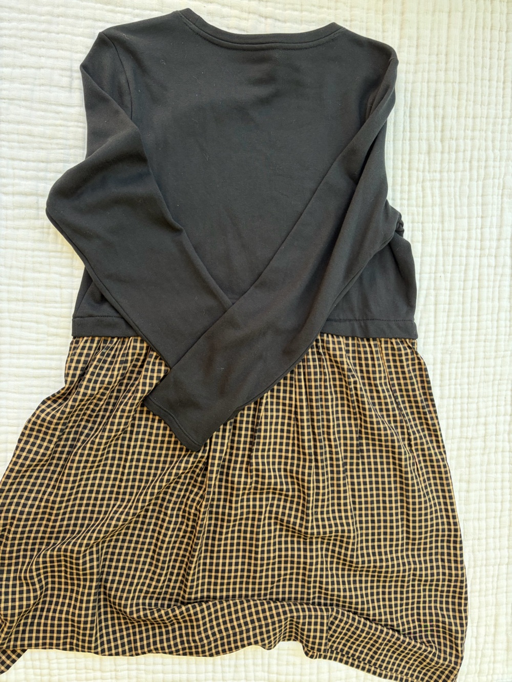 J Jill Mixed Media Midi Dress Black Camel Check Long Sleeve NWT Medium - Picture 9 of 9